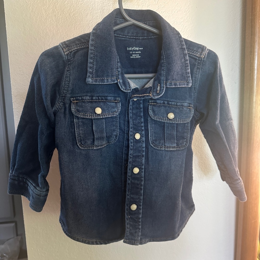 Brushed denim button up
